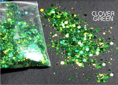 50g Mirror Iridescent Mixed Hexagon Nail Glitter Sequins Mermaid Holographic Spangles Chunky Flakes Face Make Up Nail Art Powder