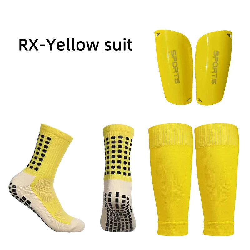 A Set Elasticity Soccer Shin Guard Sleeves Leg Cover Adults Kids Anti-Slip Football Socks Sports Leg Guards Protective Gear