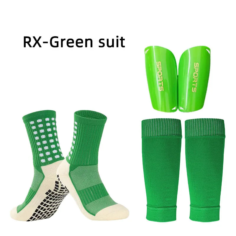 A Set Elasticity Soccer Shin Guard Sleeves Leg Cover Adults Kids Anti-Slip Football Socks Sports Leg Guards Protective Gear