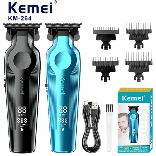 Kemei KM-264 high-definition digital hair clipper salon shaving hair clipper set with strong power carving electric push clipper