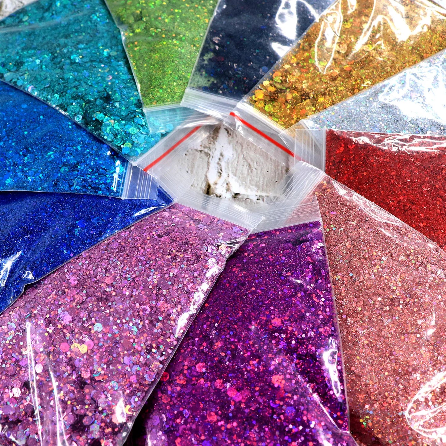 50g Mirror Iridescent Mixed Hexagon Nail Glitter Sequins Mermaid Holographic Spangles Chunky Flakes Face Make Up Nail Art Powder