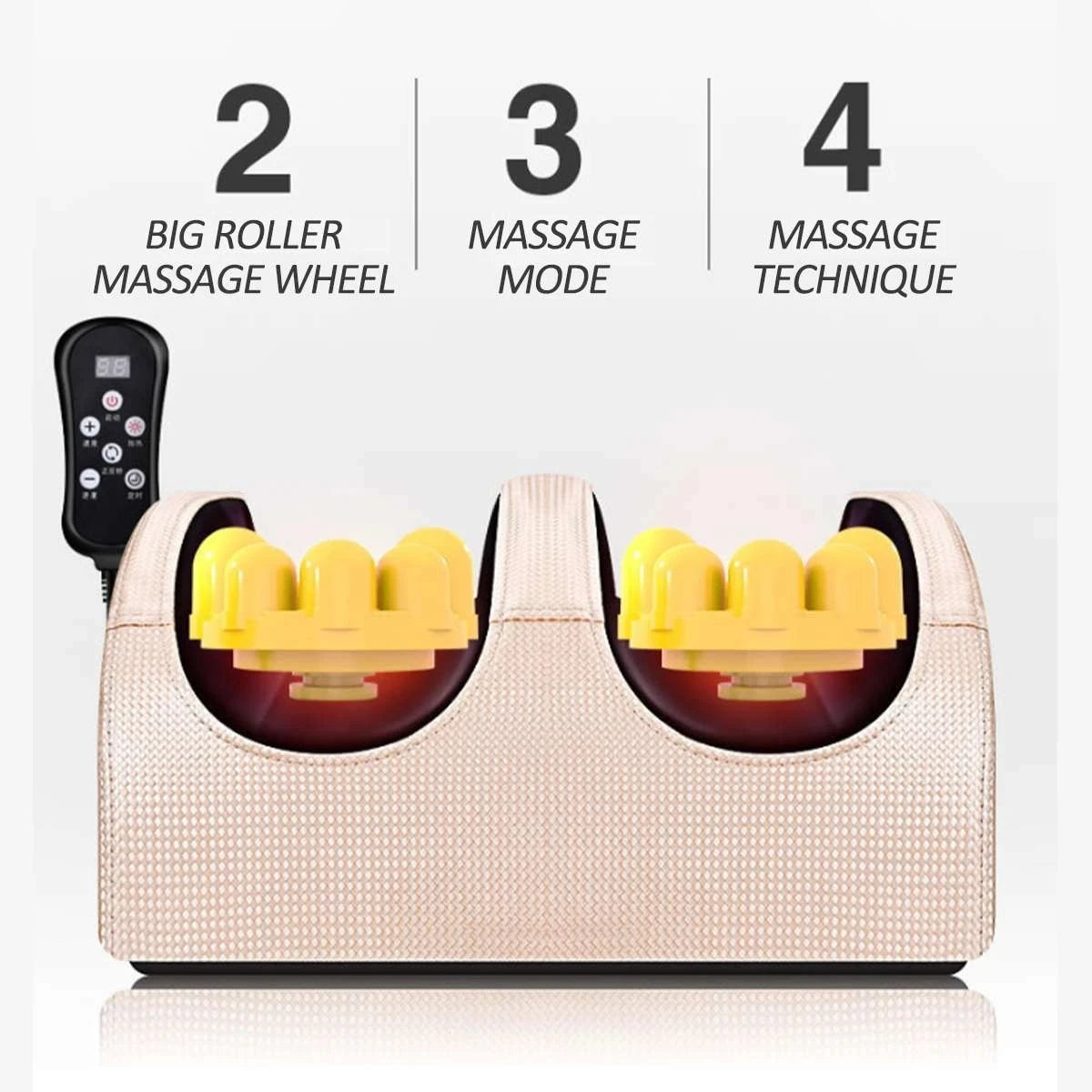 Electric Foot Massager Heating Therapy Hot Compression Shiatsu Kneading Roller Muscle Relaxation Relief Fatigue Foot Spa Machine
