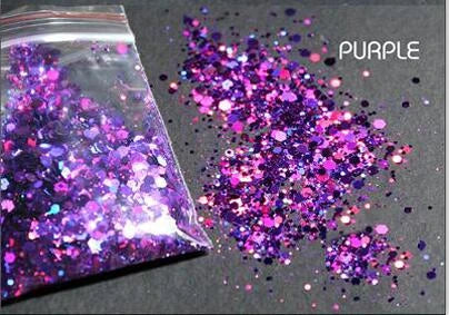 50g Mirror Iridescent Mixed Hexagon Nail Glitter Sequins Mermaid Holographic Spangles Chunky Flakes Face Make Up Nail Art Powder