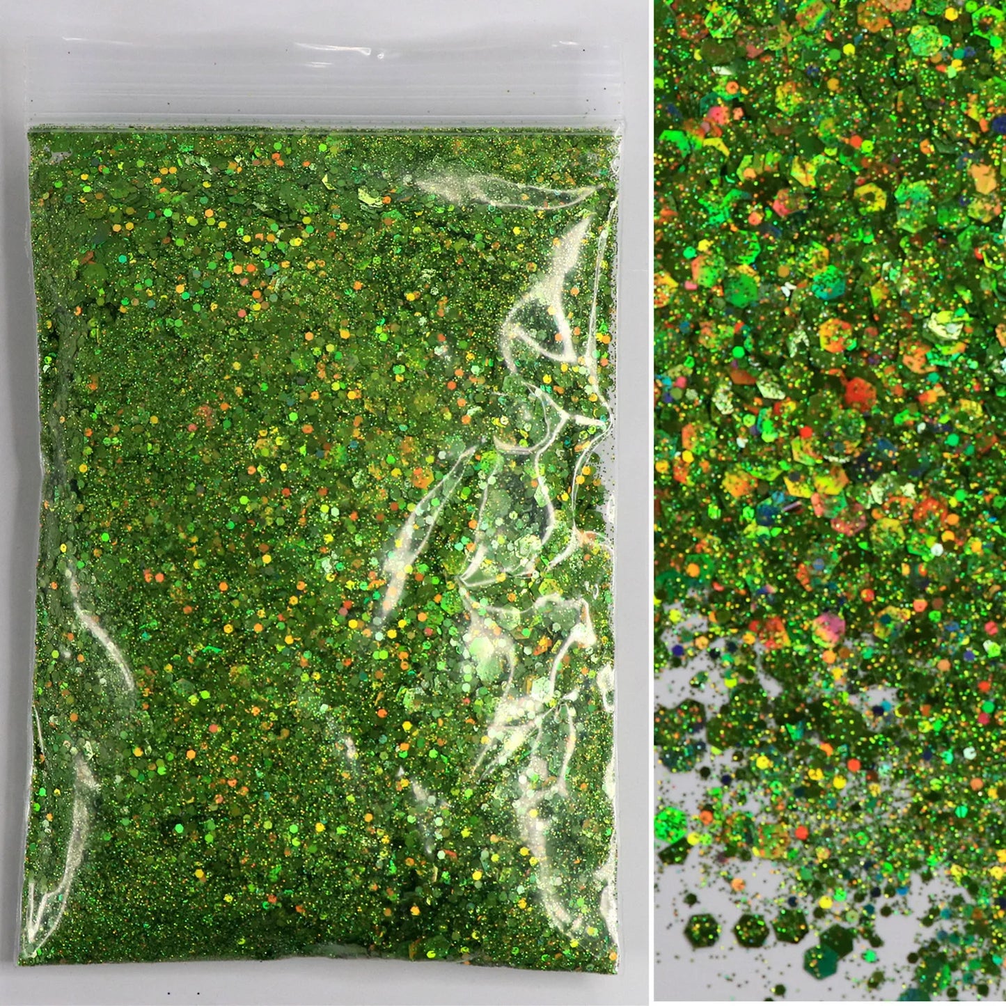 50g Mirror Iridescent Mixed Hexagon Nail Glitter Sequins Mermaid Holographic Spangles Chunky Flakes Face Make Up Nail Art Powder