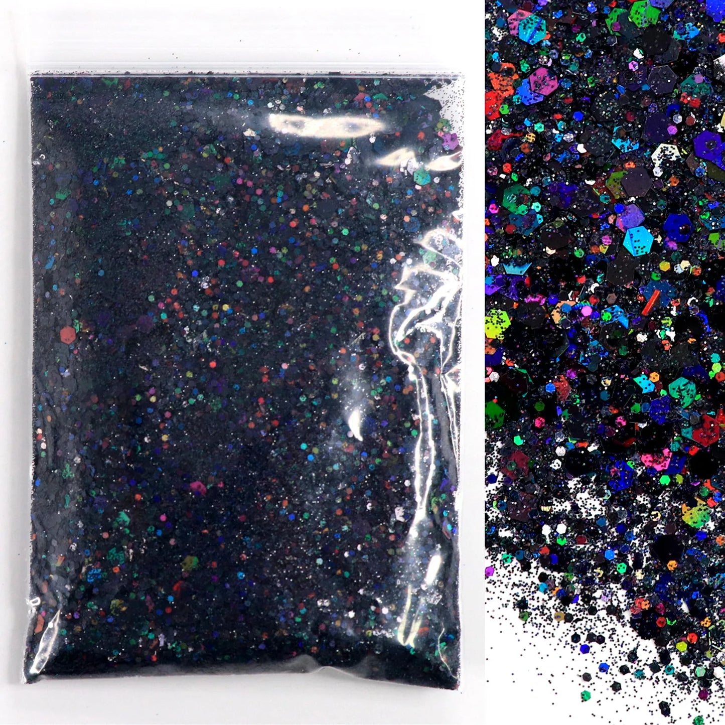 50g Mirror Iridescent Mixed Hexagon Nail Glitter Sequins Mermaid Holographic Spangles Chunky Flakes Face Make Up Nail Art Powder