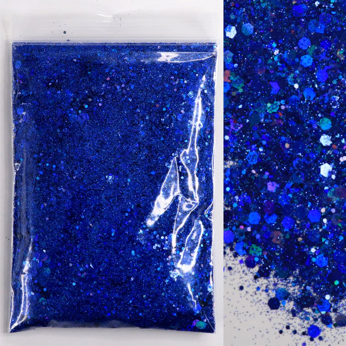 50g Mirror Iridescent Mixed Hexagon Nail Glitter Sequins Mermaid Holographic Spangles Chunky Flakes Face Make Up Nail Art Powder