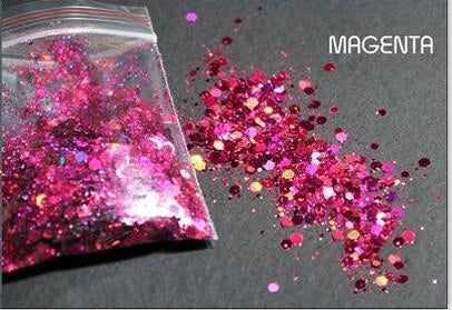 50g Mirror Iridescent Mixed Hexagon Nail Glitter Sequins Mermaid Holographic Spangles Chunky Flakes Face Make Up Nail Art Powder