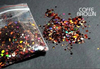 50g Mirror Iridescent Mixed Hexagon Nail Glitter Sequins Mermaid Holographic Spangles Chunky Flakes Face Make Up Nail Art Powder