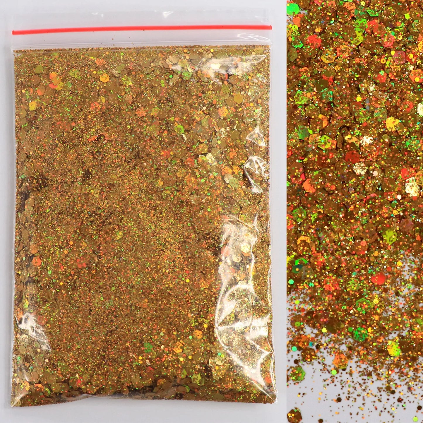 50g Mirror Iridescent Mixed Hexagon Nail Glitter Sequins Mermaid Holographic Spangles Chunky Flakes Face Make Up Nail Art Powder