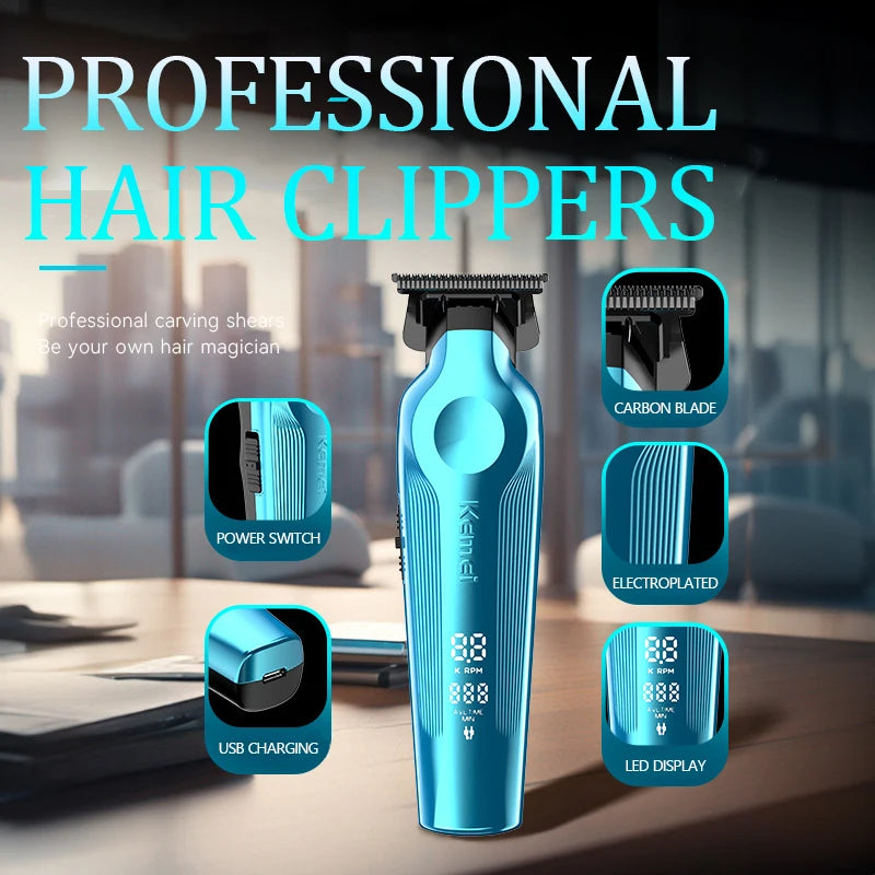 Kemei KM-264 high-definition digital hair clipper salon shaving hair clipper set with strong power carving electric push clipper